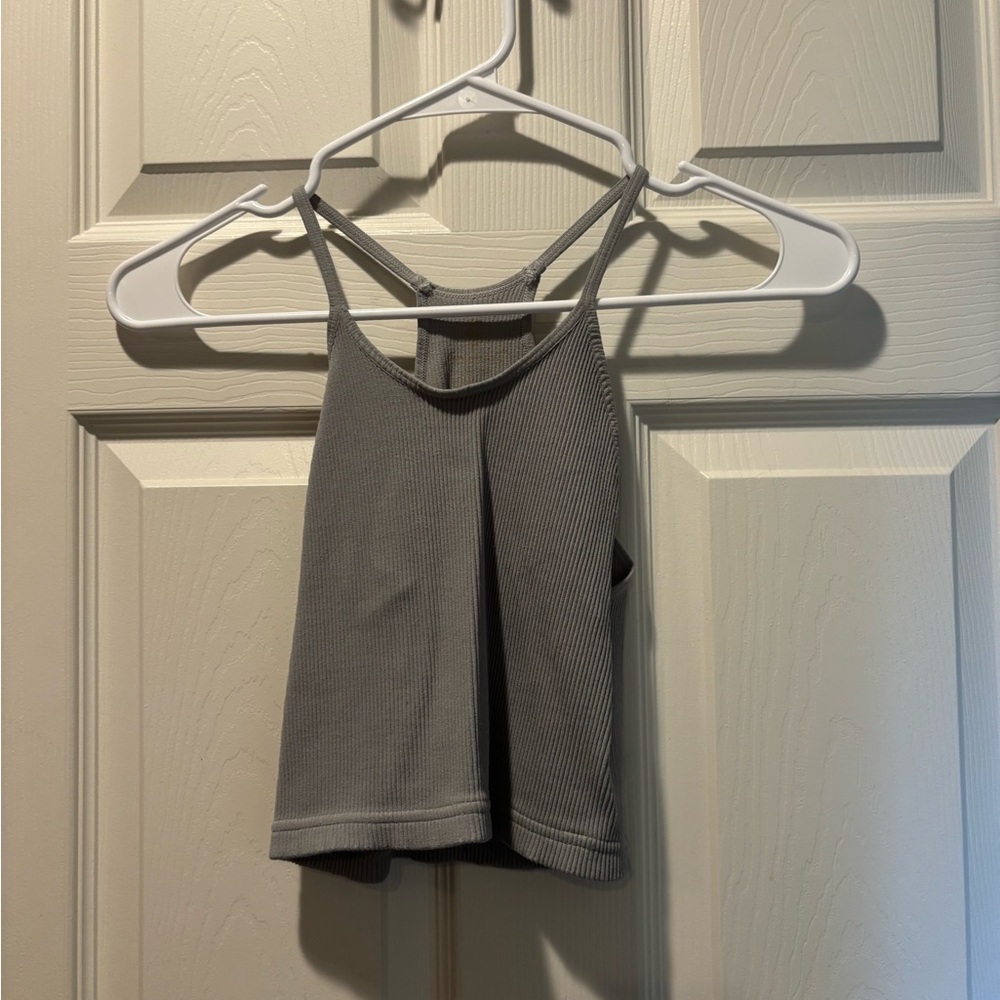 Gray Ribbed Women's Top